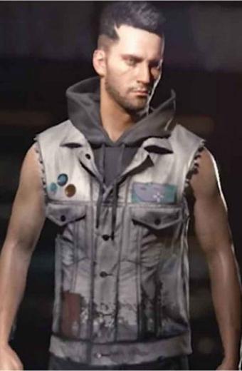 Video Game Cyberpunk 2077 Male V Grey Cosplay Leather Vest cyberpunk-2077-v-male-leather-vest