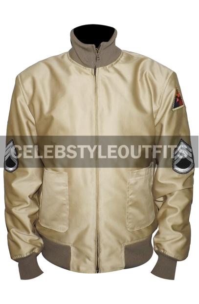 Wardaddy Fury Brad Pitt Kay Canvas Beige Satin Tanker Jacket brad-pitt-fury-tanker-jacket