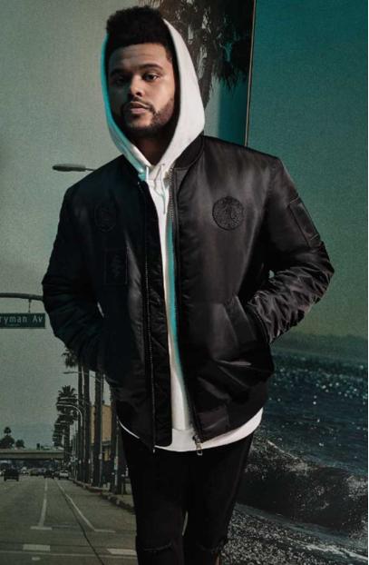 Mens Casual Weeknd Street Style Black Bomber Leather Jacket casual-the-weeknd-street-style-jacket